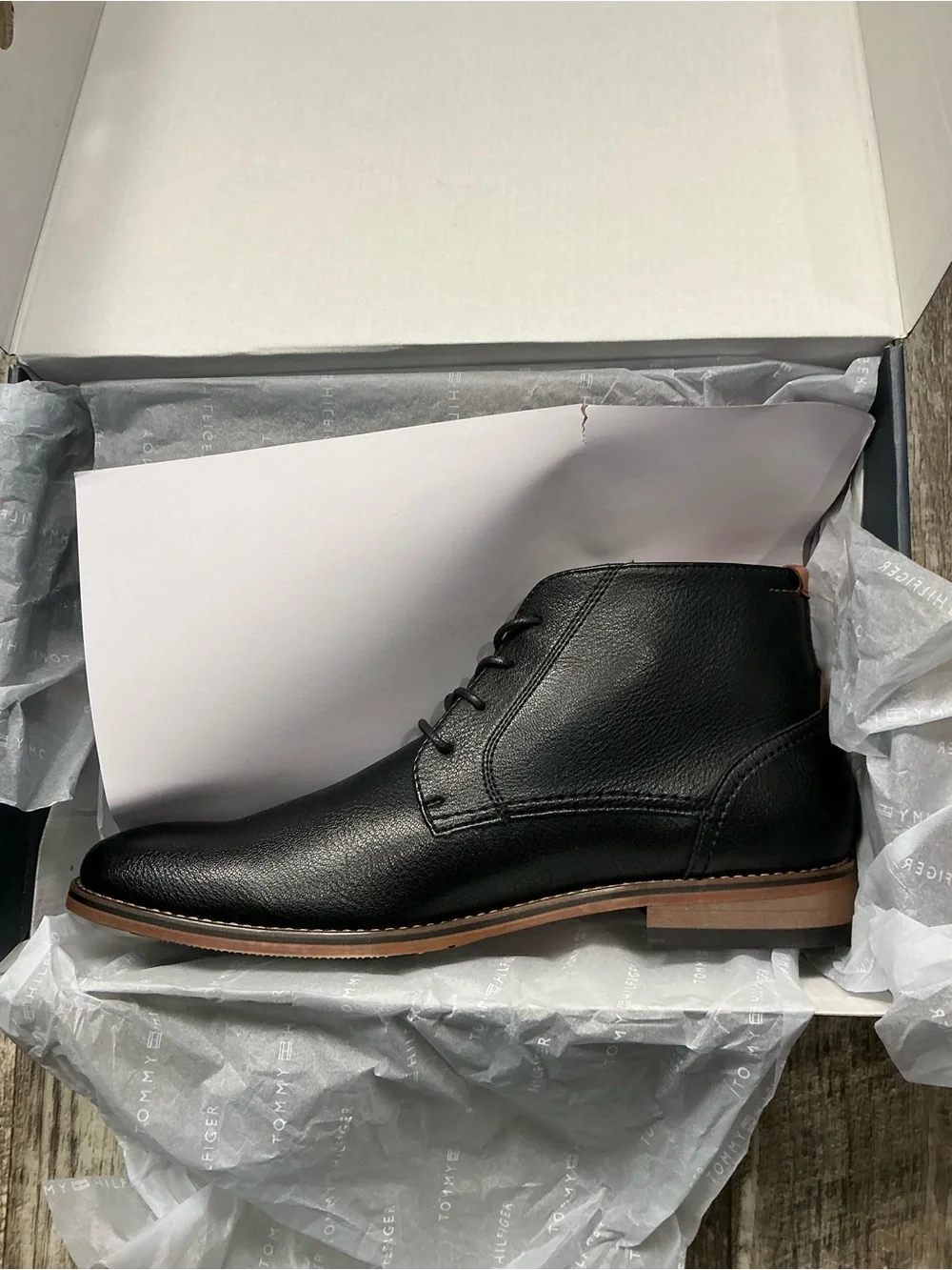 Tommy Hilfiger Black Chukka Boot with Brown Sole Trim Size 9